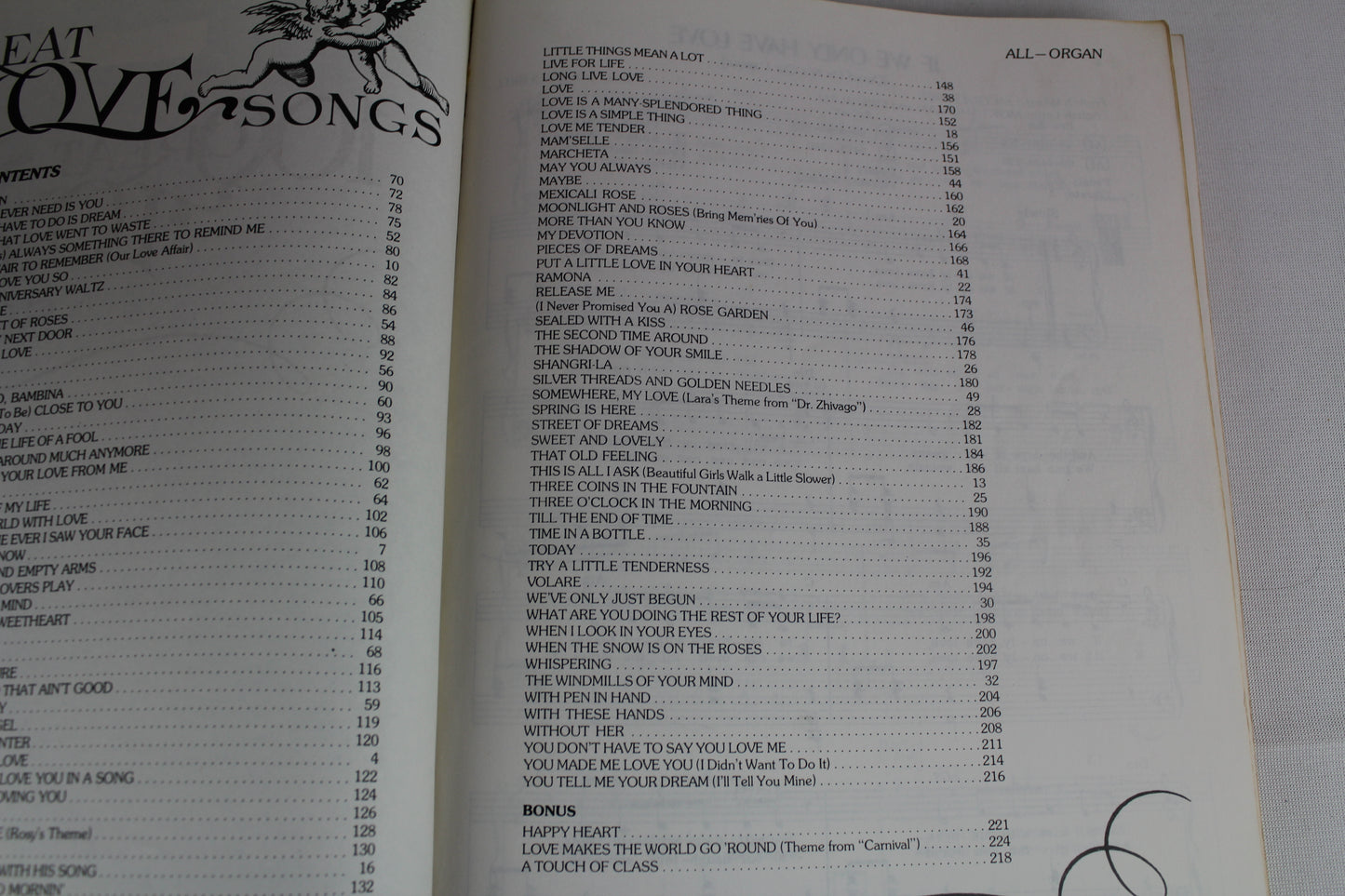 100 Great Love Songs Songbook, All Organ