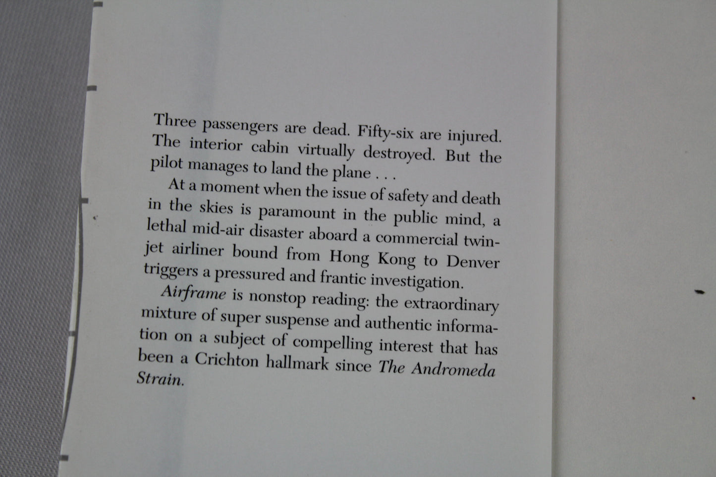 Airframe by Michael Crichton