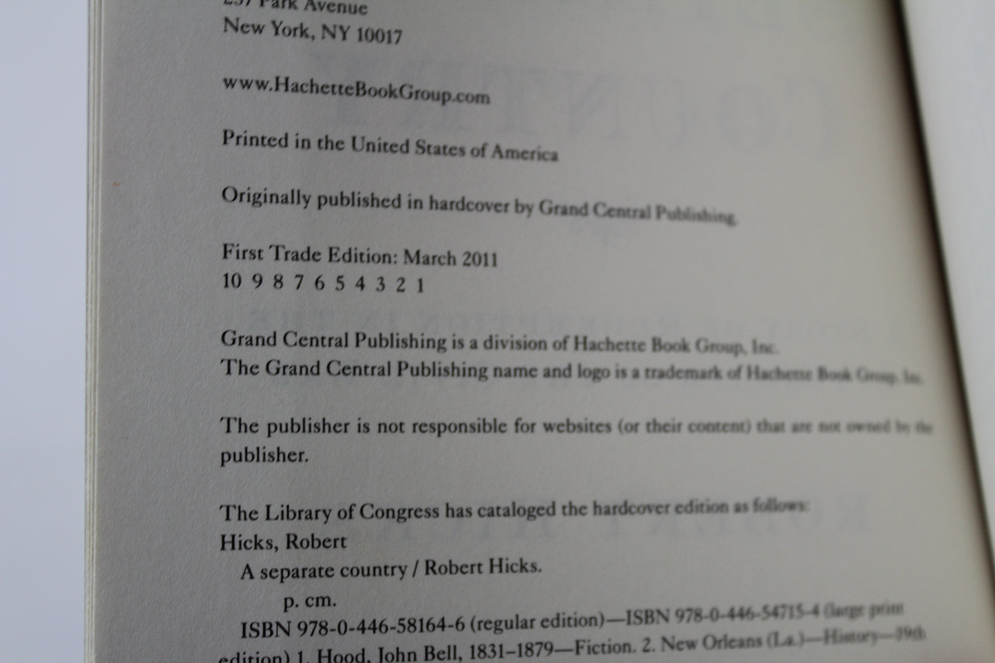 A Separate Country by Robert Hicks