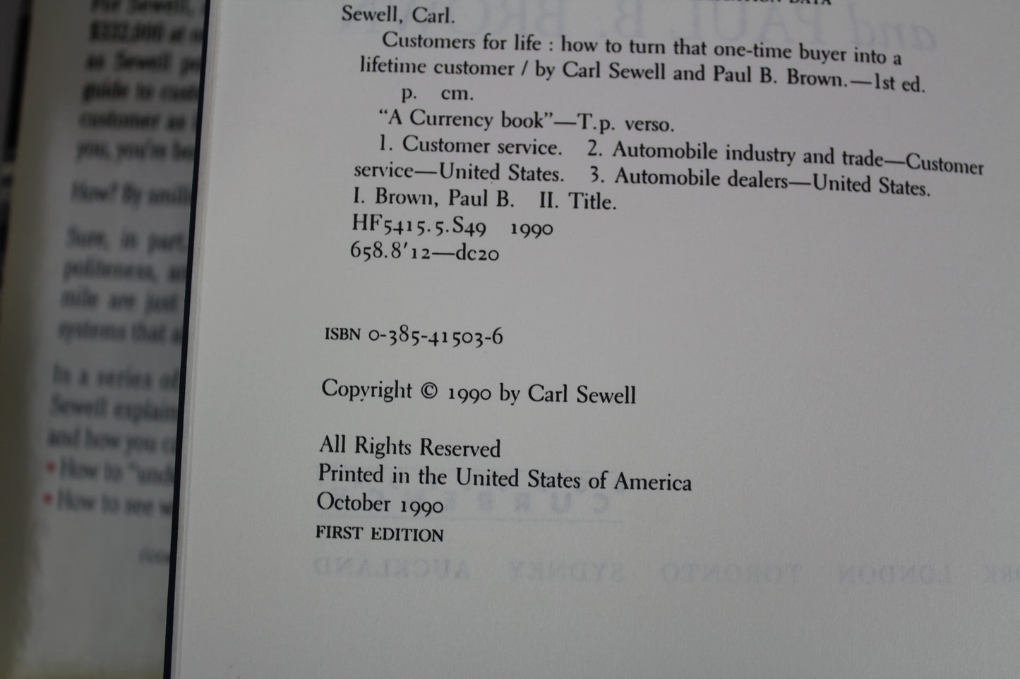 Customers for Life by Carl Sewell