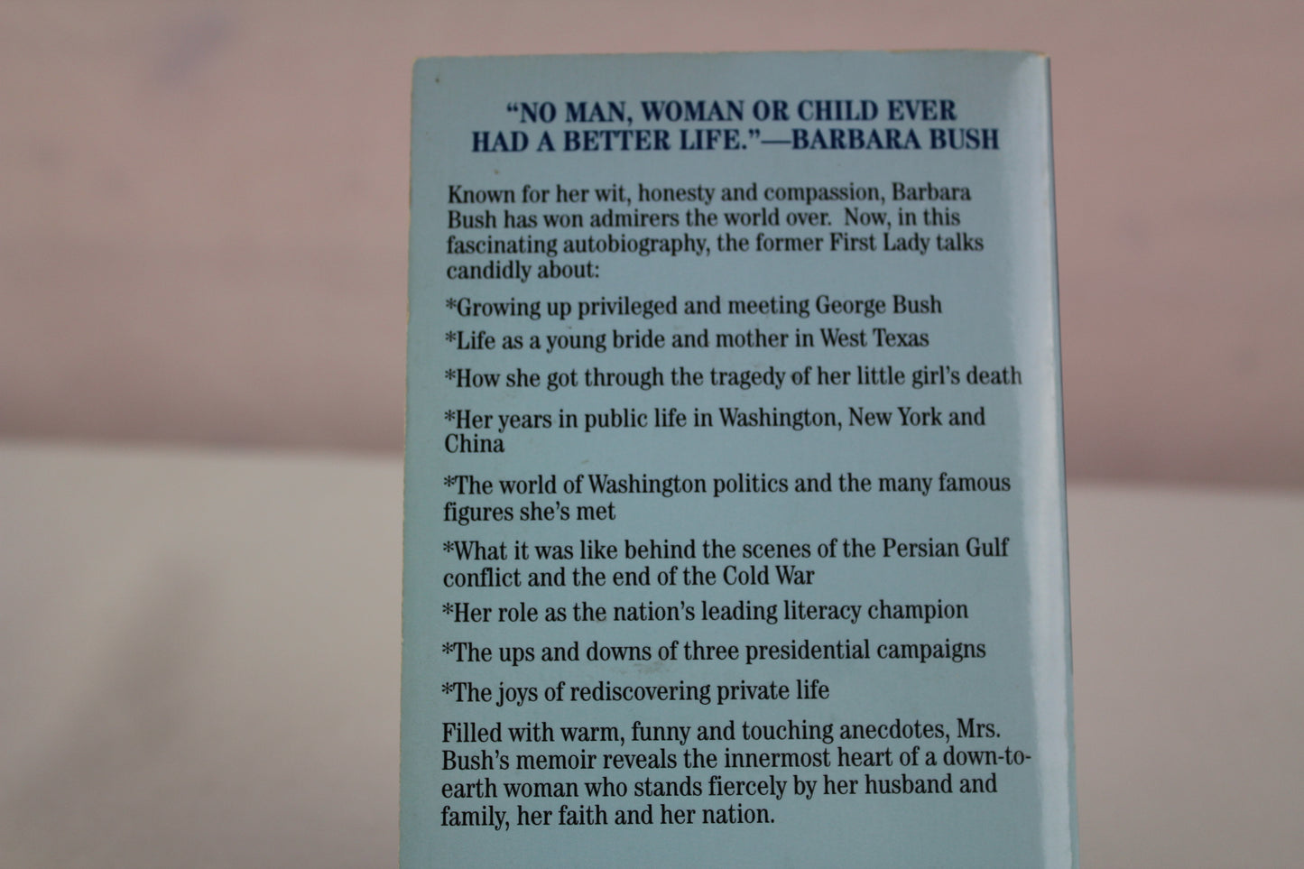 Barbara Bush : A Memoir by Barbara Bush (1995, Mass Market)