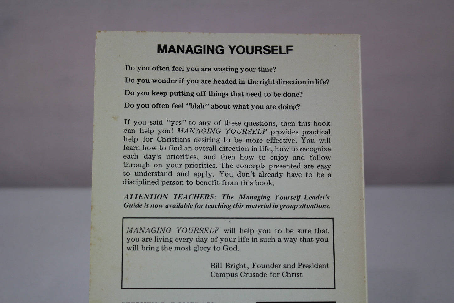 Managing Yourself by Stephen B. Douglass