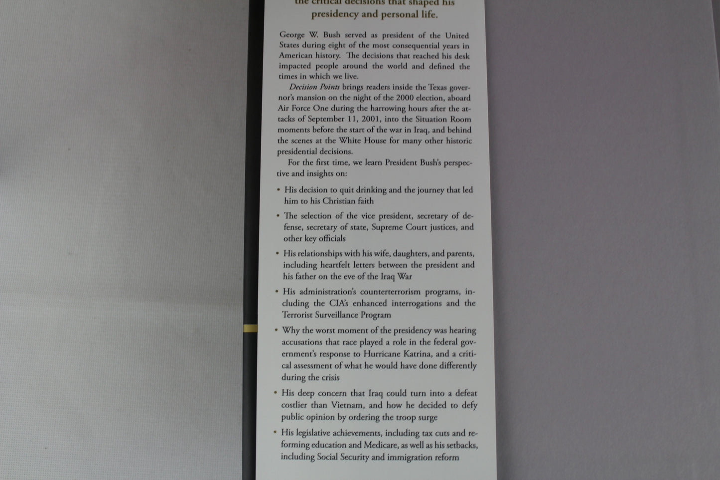 Decision Points by George W Bush