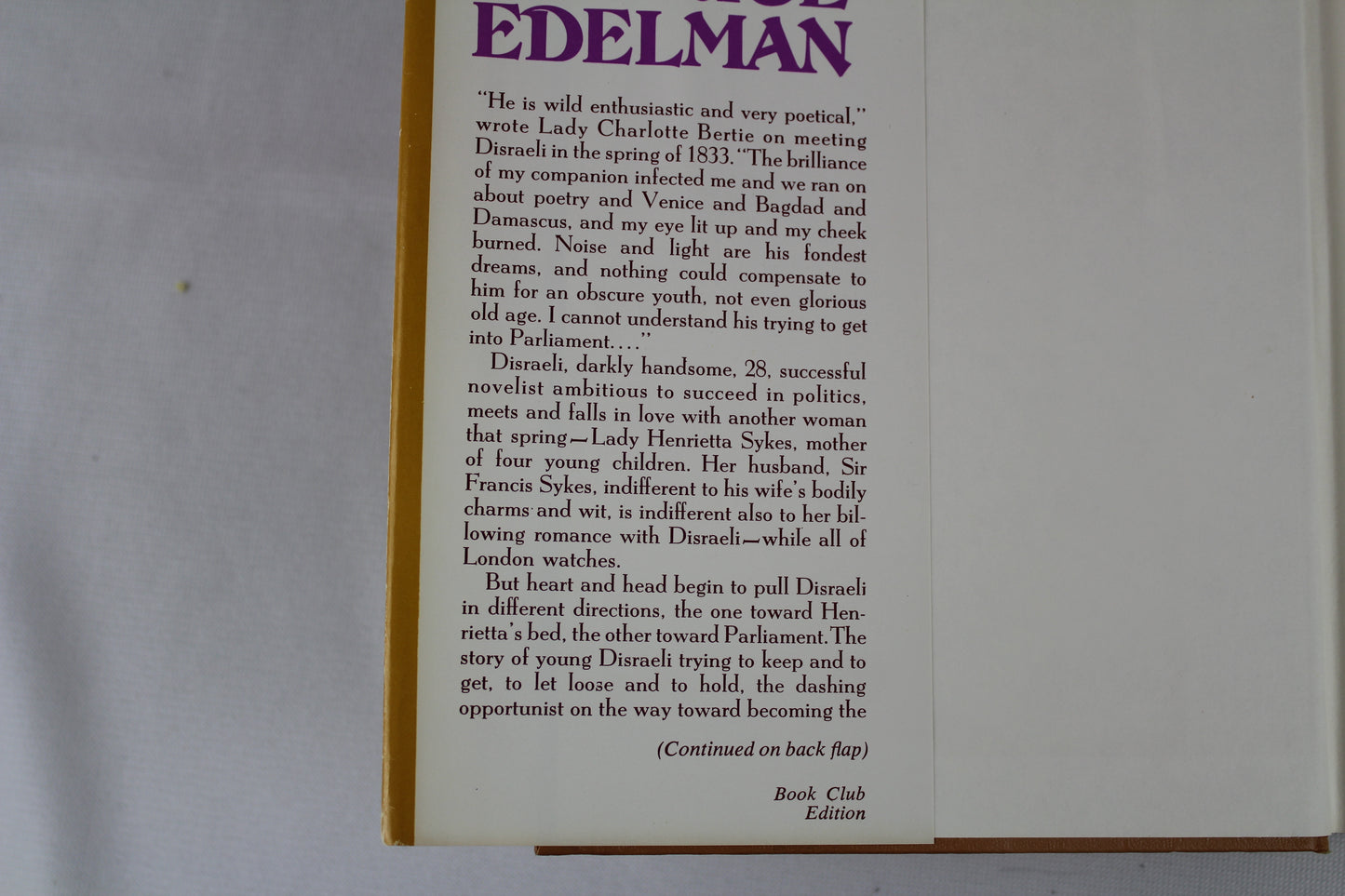 Disraeli in love by Maurice Edelman