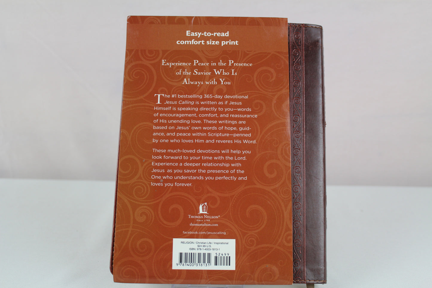 Jesus Calling, Large Text Brown Leathersoft, with full Scriptures: Enjoying Peace in His Presence (a 365-day Devotional) by Sarah Young