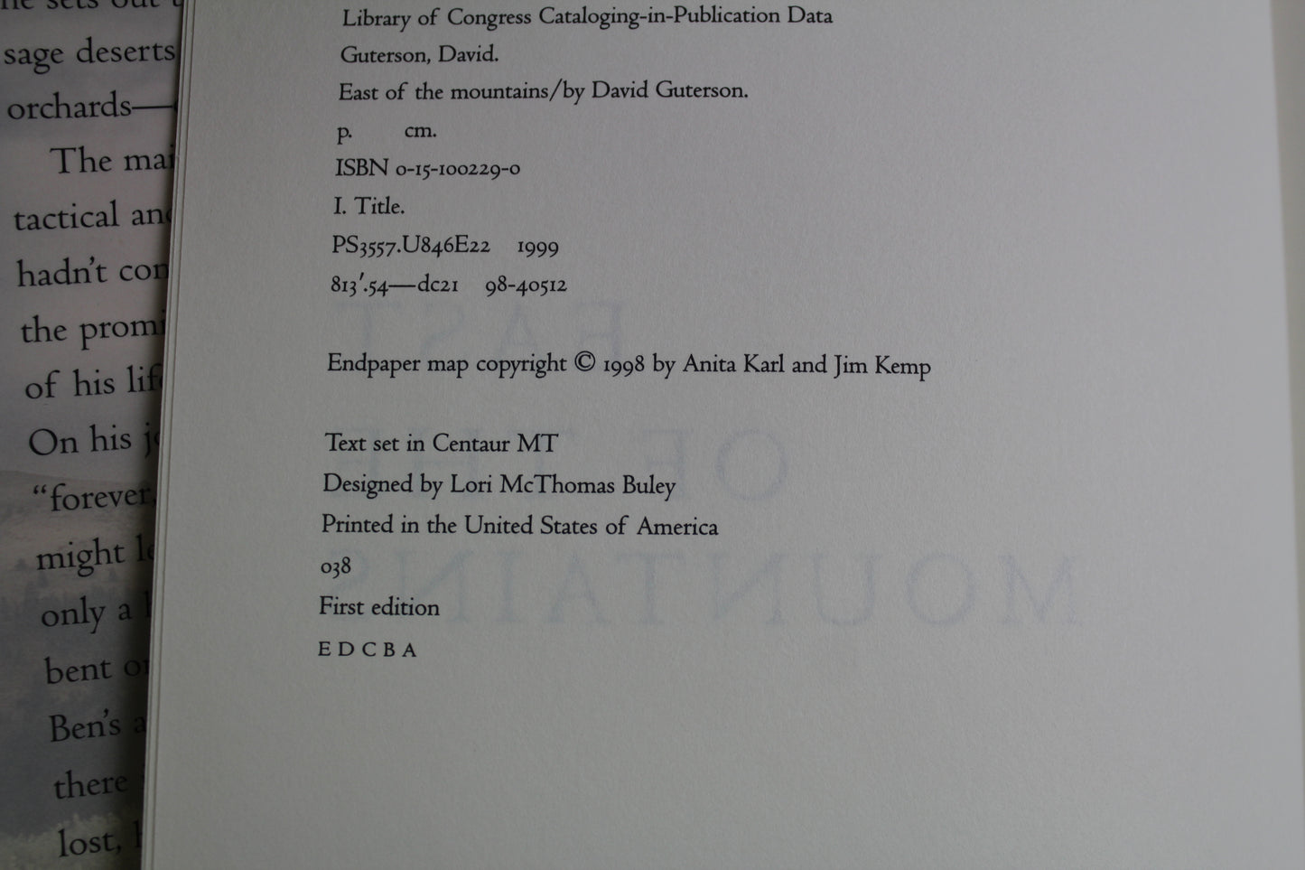 East of the Mountains by David Guterson