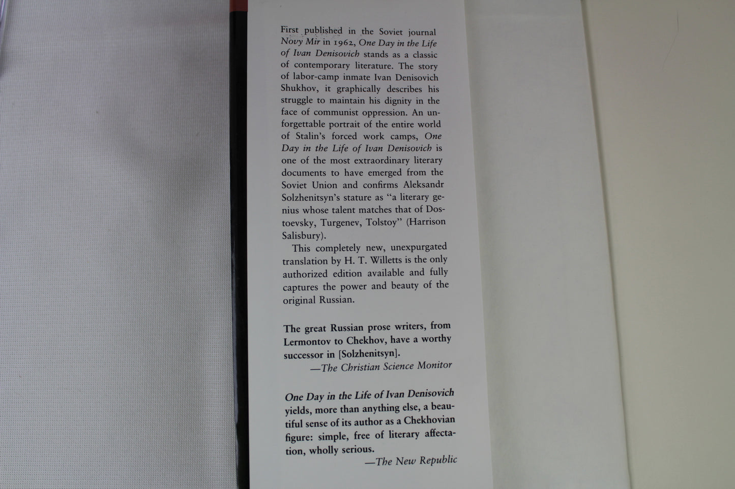 One Day in the Life of Ivan Denisovich: A Novel by Aleksandr Solzhenitsyn, H. T. Willetts