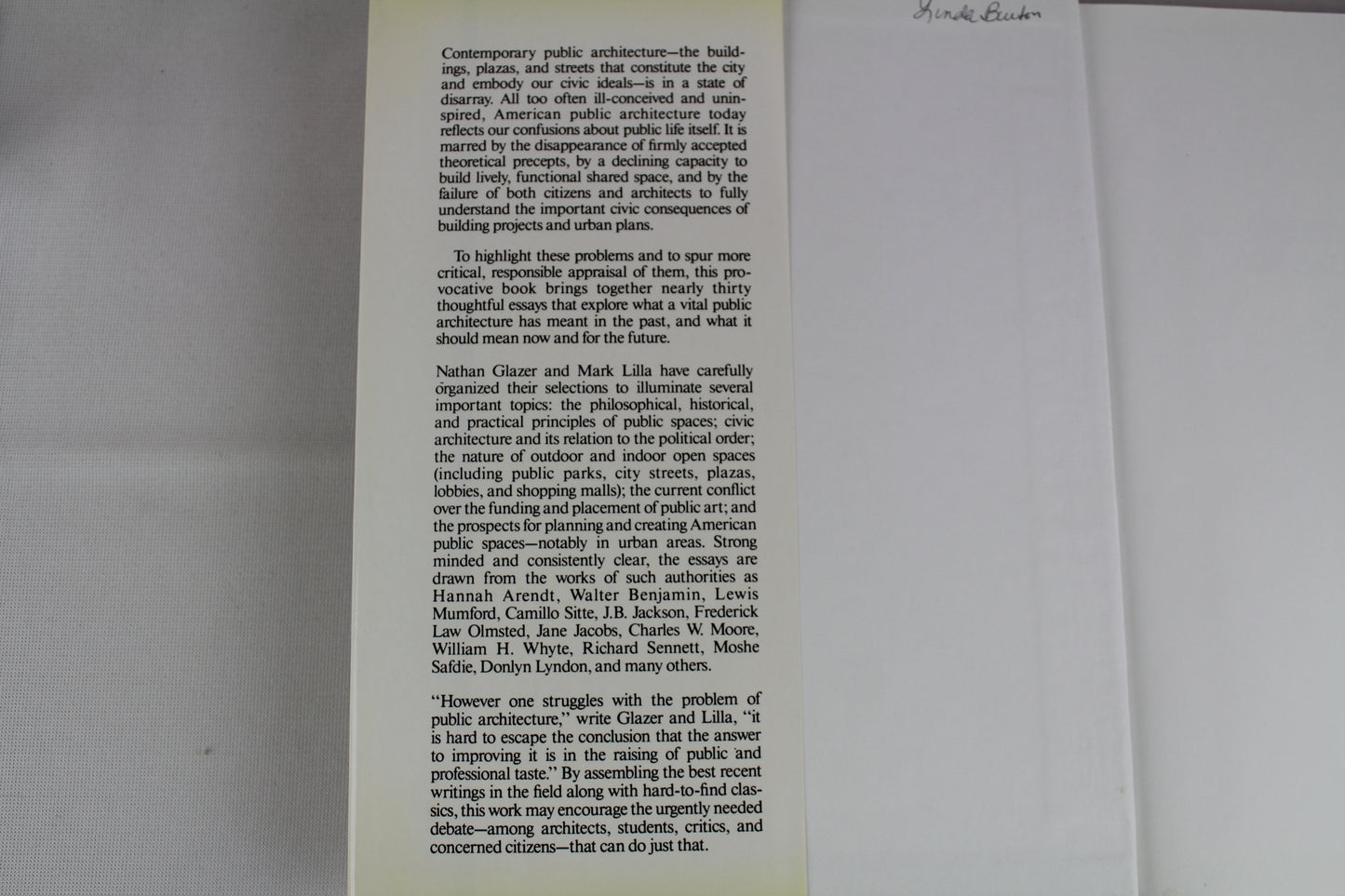 Public Face of Architecture by Nathan Glazer, Mark Lilla