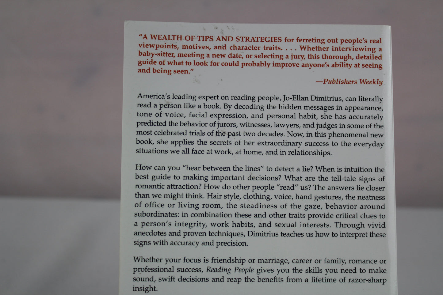 Reading People: How to Understand People and Predict Their Behavior- -Anytime, Anyplace by Jo-Ellan Dimitrius, Mark C. Mazzarella