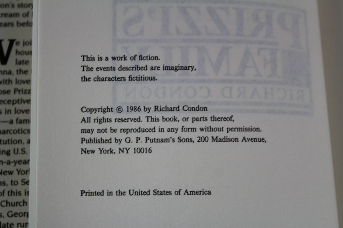 Prizzi's Family by Richard Condon