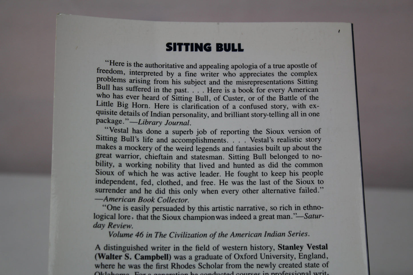 Sitting Bull: Champion of the Sioux (Volume 46) (The Civilization of the American Indian Series) by Stanley Vestal