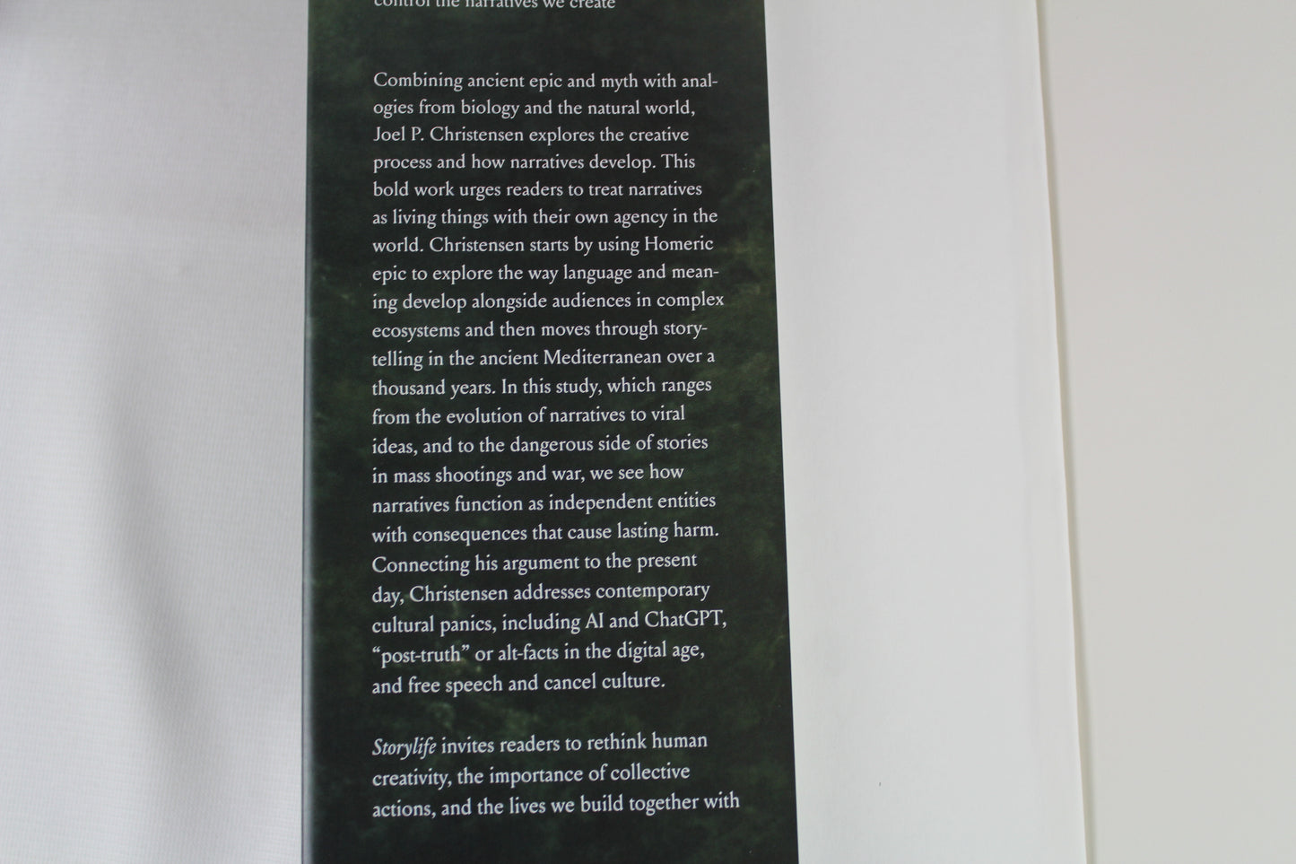 Storylife: On Epic, Narrative, and Living Things by Joel P. Christensen