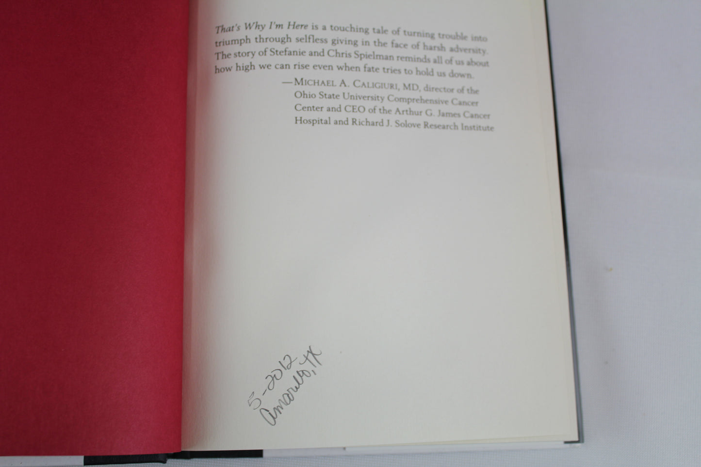 That's Why I'm Here: The Chris and Stefanie Spielman Story by Chris Spielman, Bruce Hooley