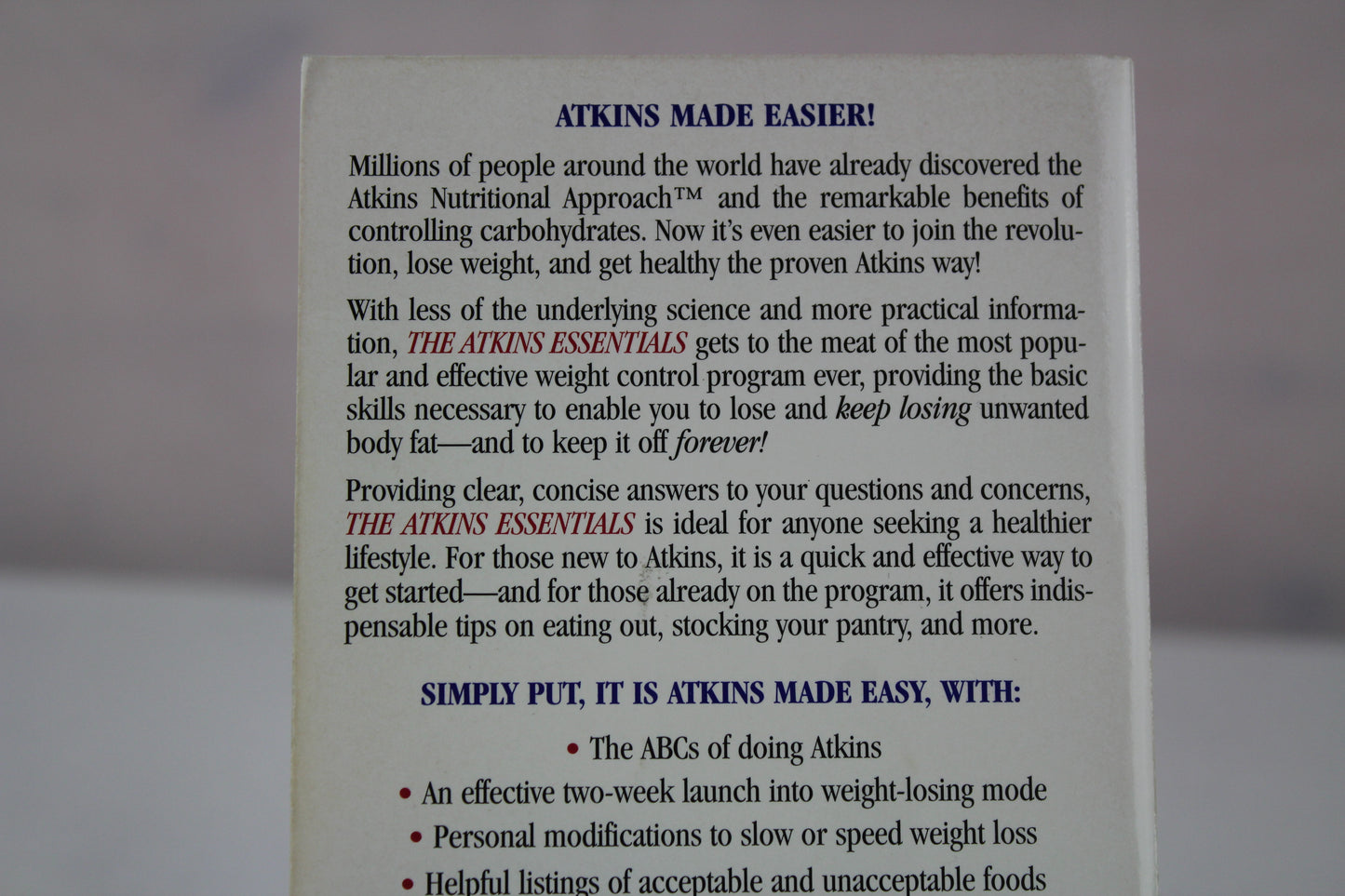 The Atkins Essentials: A Two-Week Program to Jump-start Your Low-Carb Lifestyle by Atkins Health & Medical Information Services