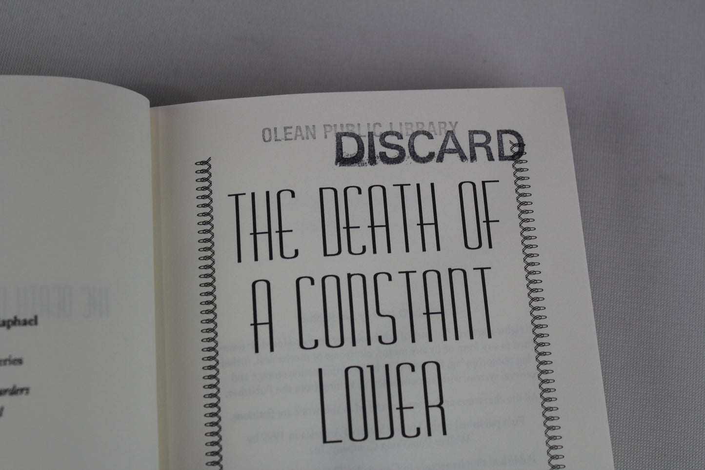 The Death of a Constant Lover: A Nick Hoffman Mystery (Walker Mystery) by Lev Raphael