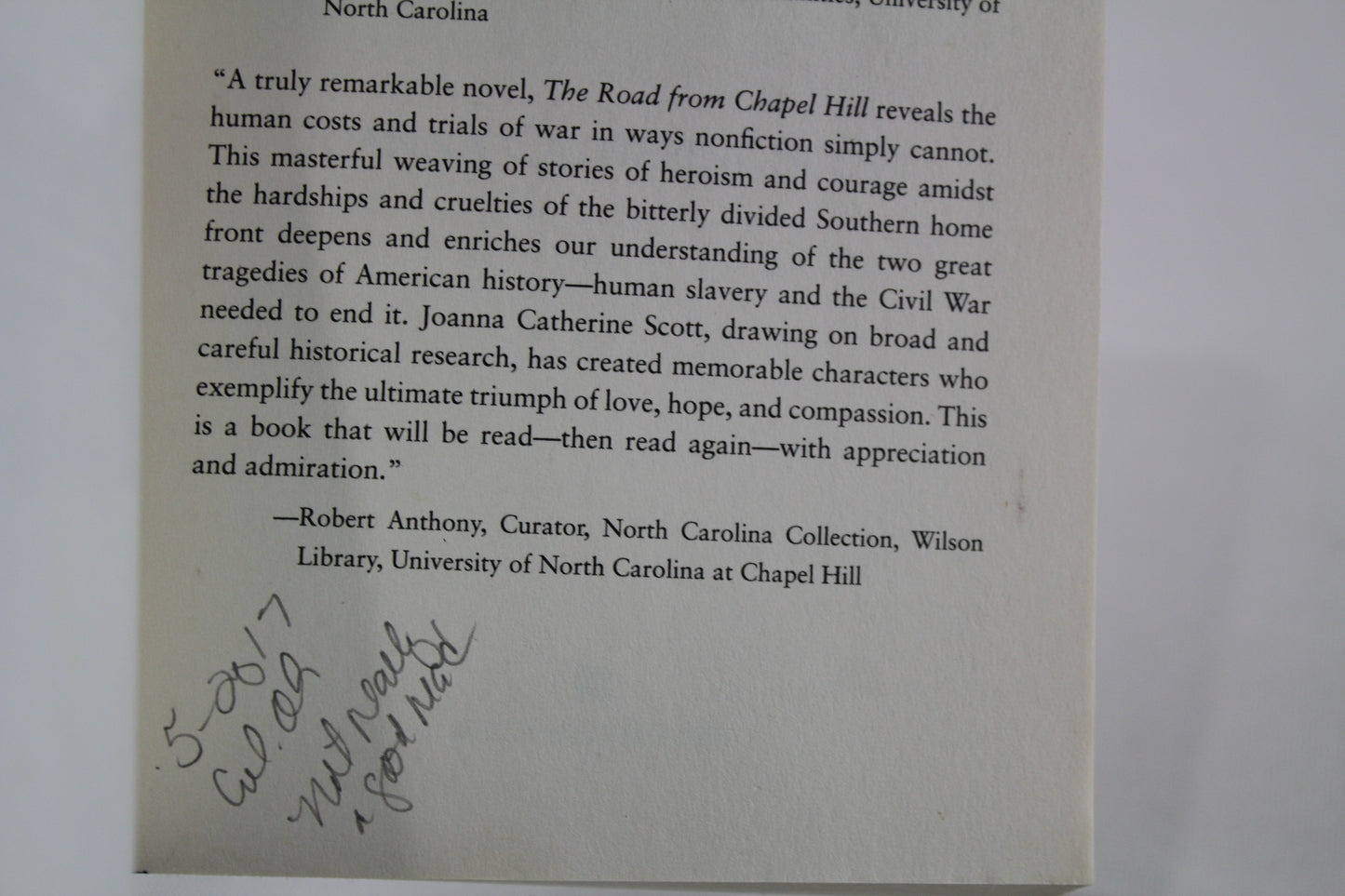 The Road From Chapel Hill by Joanna Catherine Scott