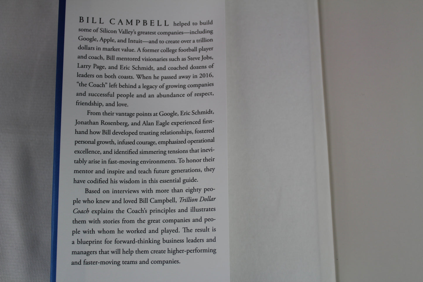 Trillion Dollar Coach: The Leadership Playbook of Silicon Valley's Bill Campbell by Eric Schmidt, Jonathan Rosenberg, Alan Eagle