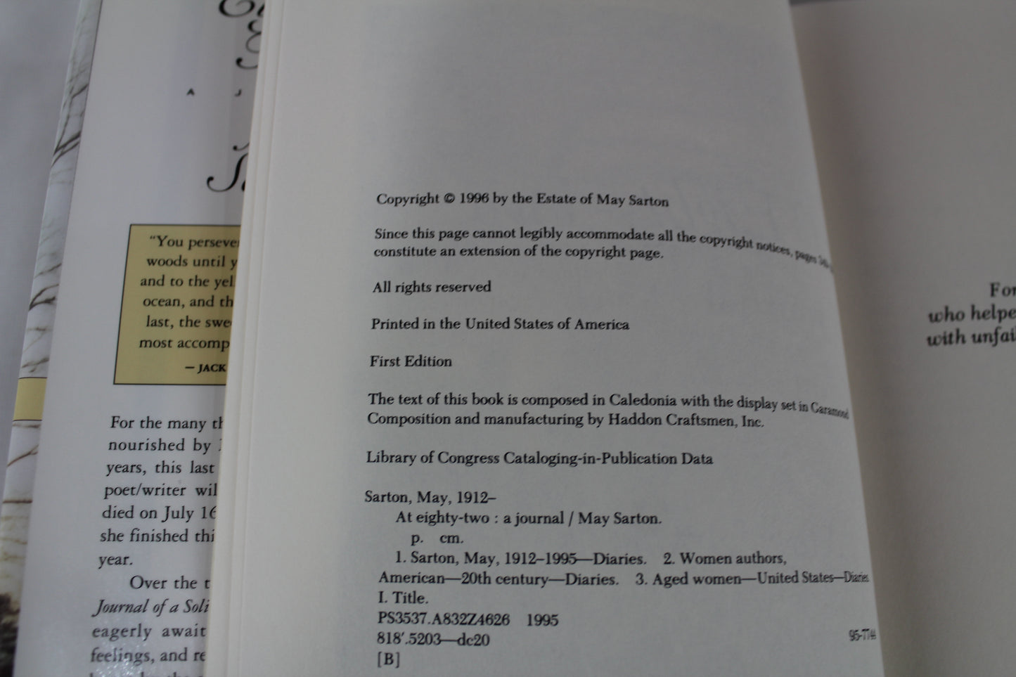 At Eighty Two : A Journal by May Sarton