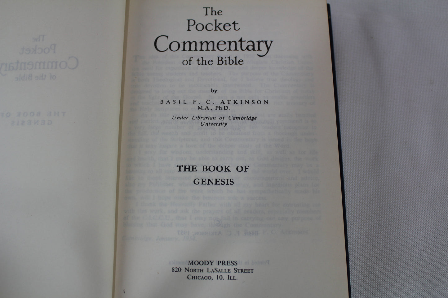 The Pocket Commentary of the Bible by Basil Atkinson, The Book of Genesis (1957)