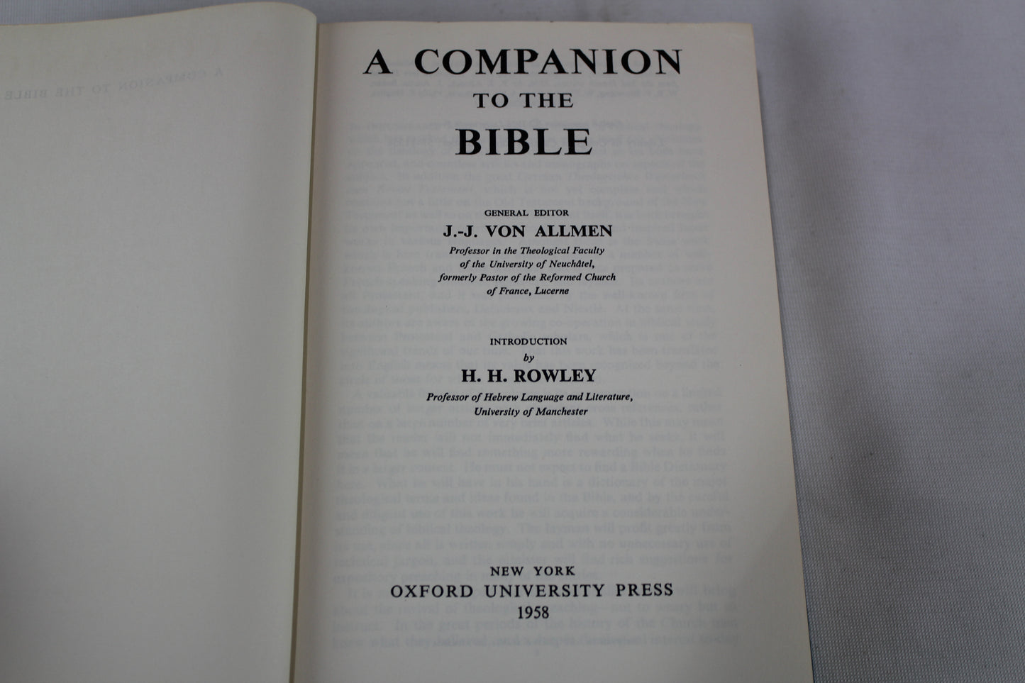 A Companion to the Bible by Jean-jacques Von Allmen