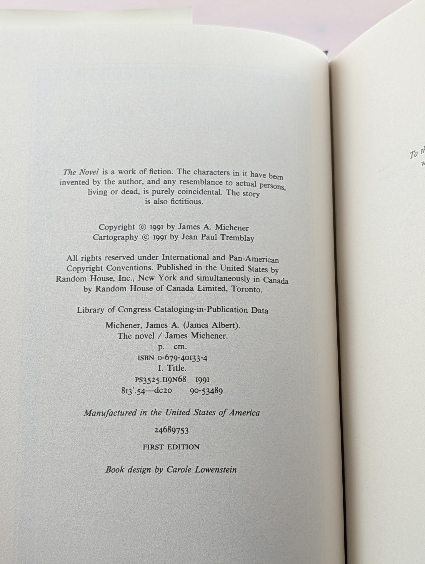 The Novel by James A. Michener