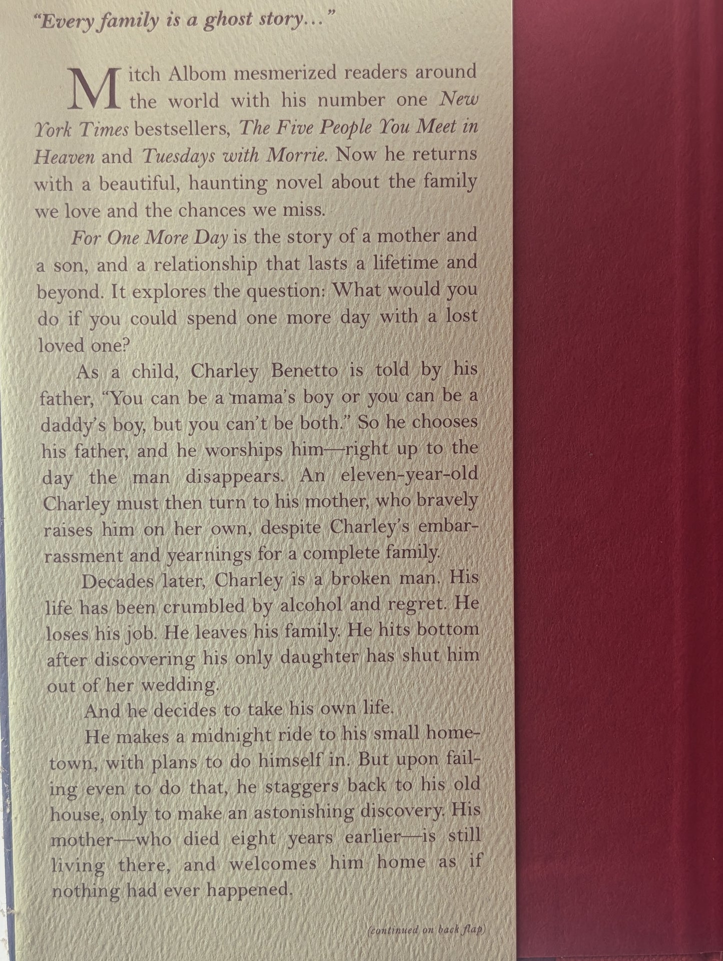 For One More Day by Mitch Albom