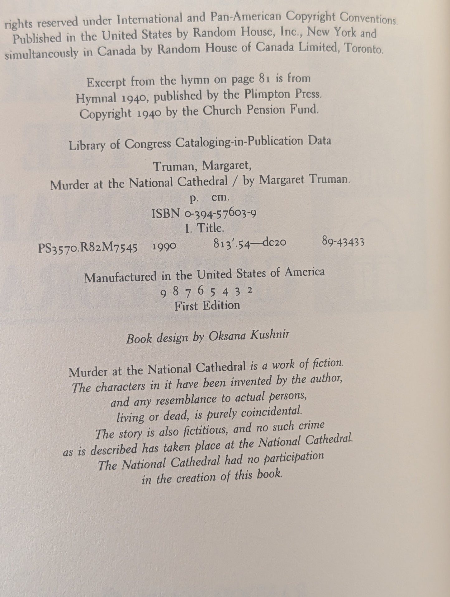 Murder at the National Cathedral by Margaret Truman