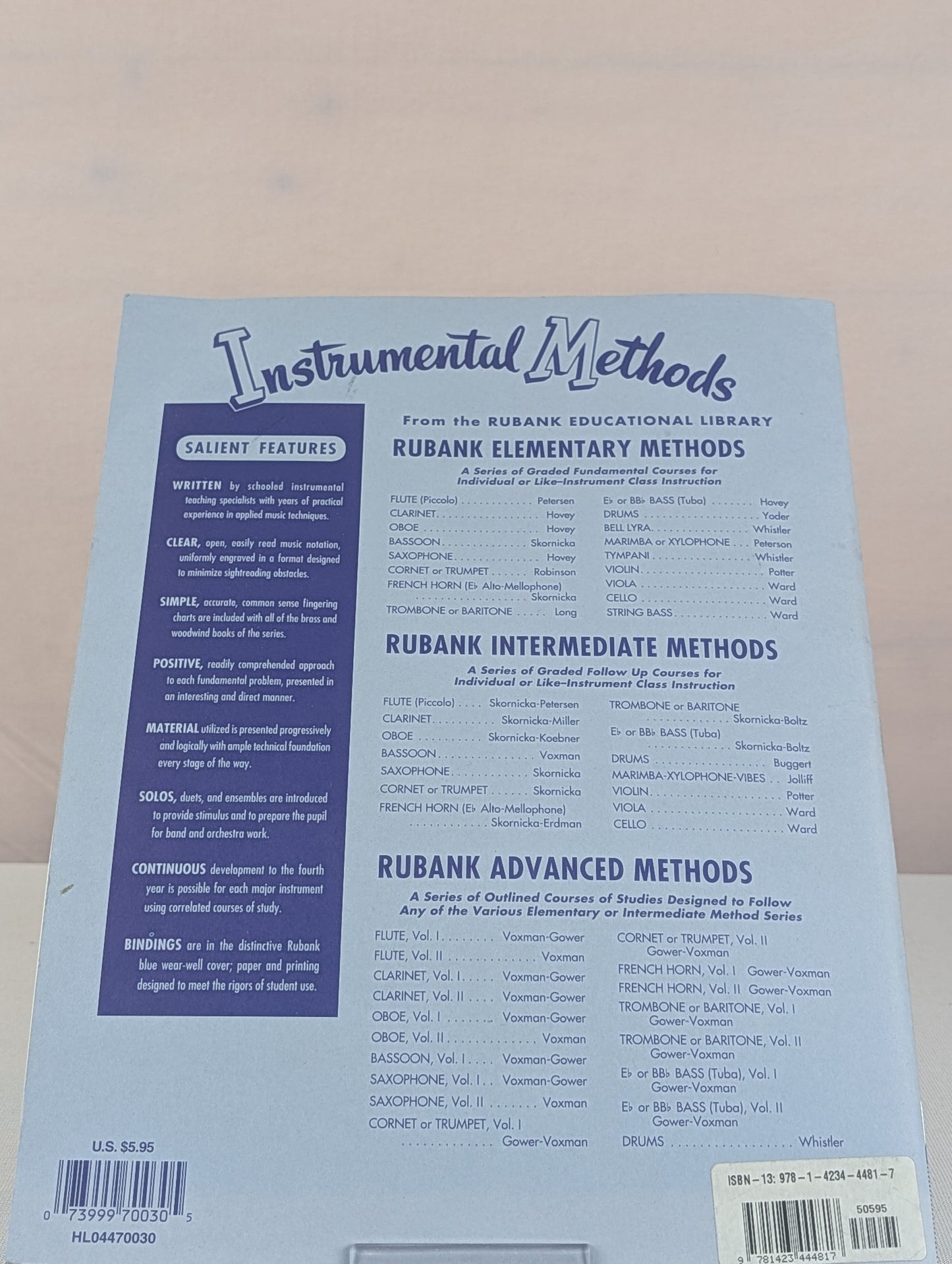 RUBANK ELEMENTARY METHOD - SAXOPHONE (RUBANK EDUCATIONAL LIBRARY) - SHEET MUSIC SAXOPHONE BOOK FOR B by N.W. Hovey