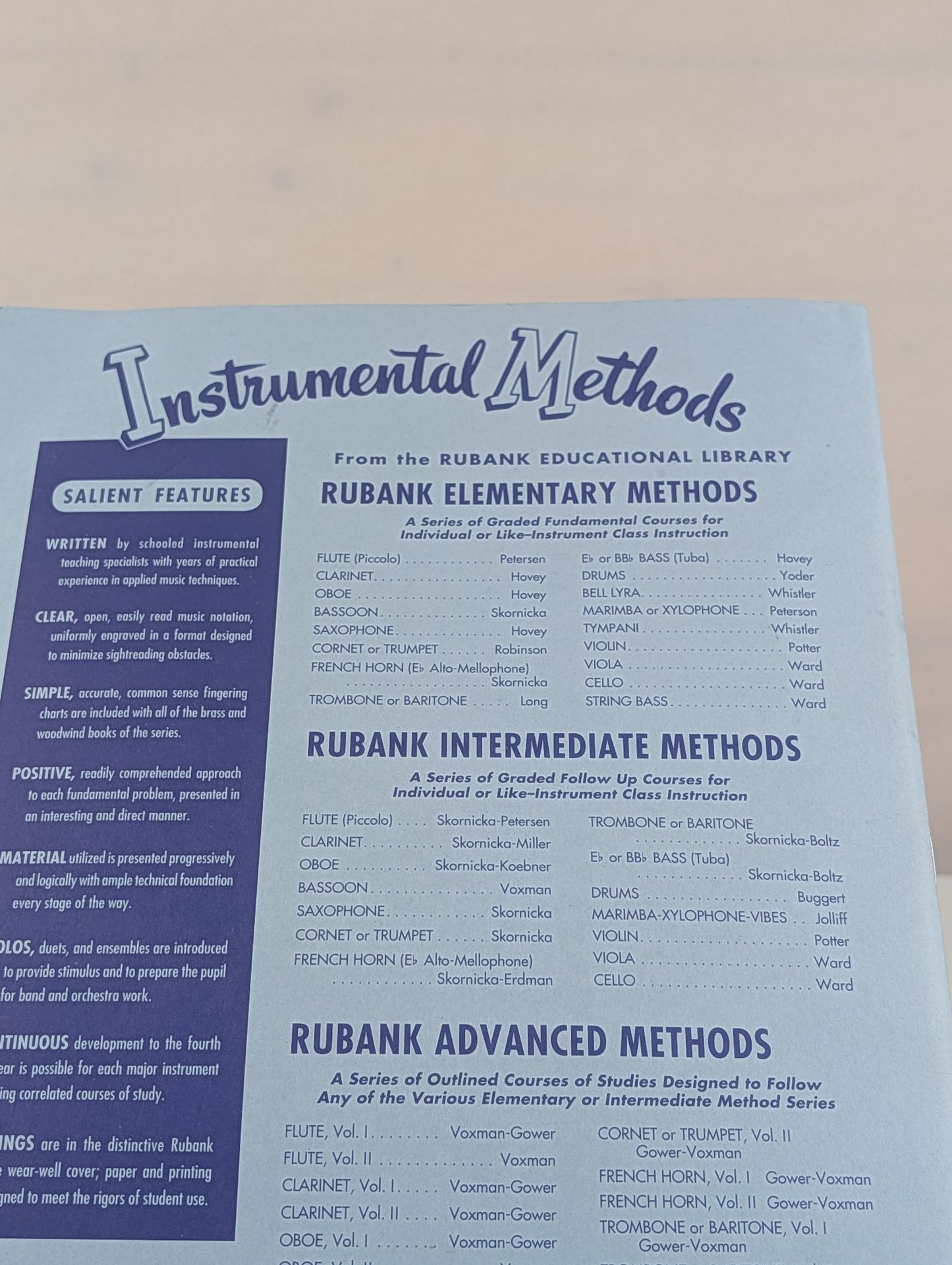 RUBANK ELEMENTARY METHOD - SAXOPHONE (RUBANK EDUCATIONAL LIBRARY) - SHEET MUSIC SAXOPHONE BOOK FOR B by N.W. Hovey