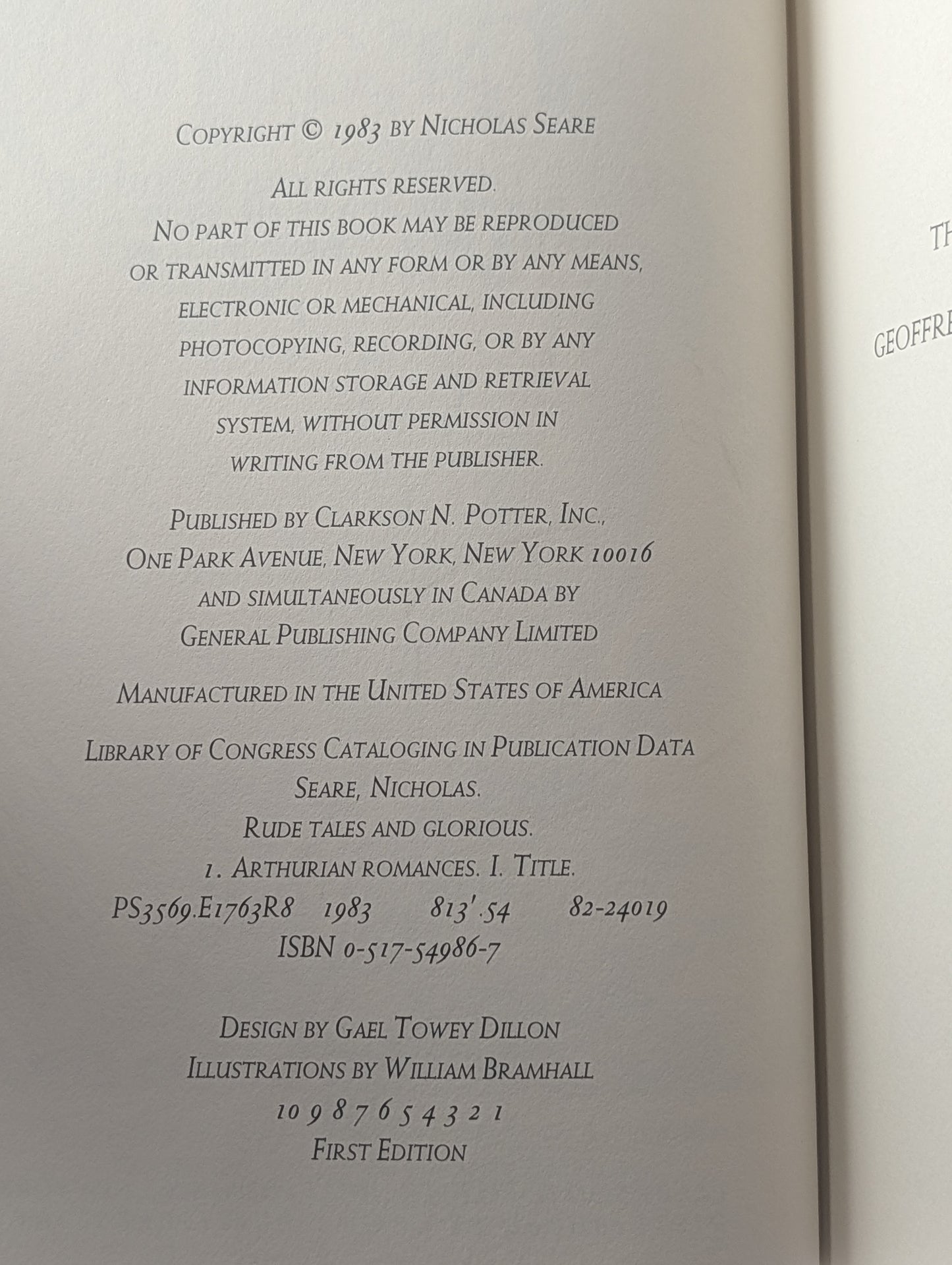 Rude Tales and Glorious by Nicholas Seare, William Bramhall, Thomas Bulfinch