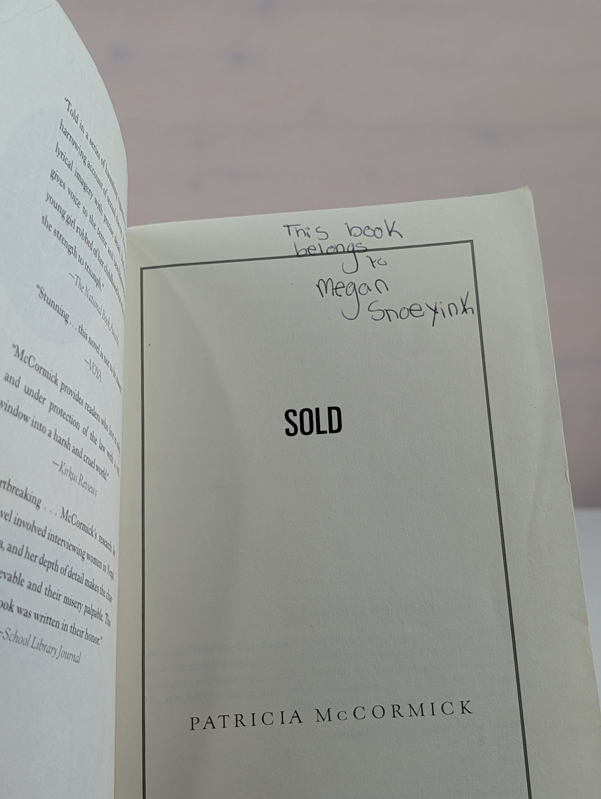 SOLD by Patricia McCormick